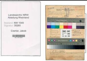 Entnazifizierung Jakob Cremer , geb. 19.11.1890 (Postsekretaer)
