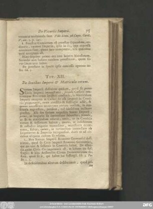 Tit. XII. De Statibus Imperii & Matricula eorum.