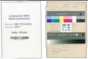 Entnazifizierung Wilhelm Vetter , geb. 03.12.1898 (Schlosser)