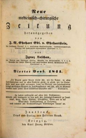 Neue medicinisch-chirurgische Zeitung. 1841, 4