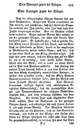 Sein Betragen gegen die Bürger