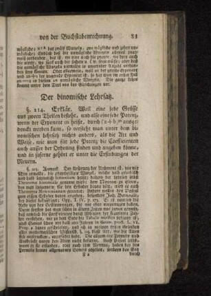 Der binomische Lehrsatz.