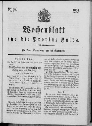 Nr. 38, Ausgabe vom 23. September 1854