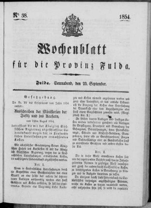 Nr. 38, Ausgabe vom 23. September 1854