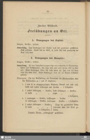 Zweiter Abschnitt. Freiübungen an Ort
