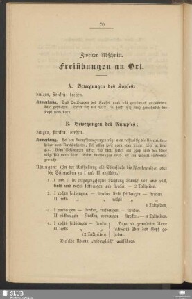 Zweiter Abschnitt. Freiübungen an Ort