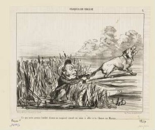 Ce qui nous prouve l’utilité d'avoir ..., Blatt 8 der Folge "Croquis de Chasse", in: "Le Charivari", Paris 1853