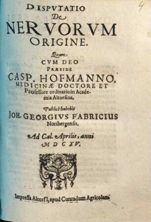 Dispvtatio De Nervorvm Origine