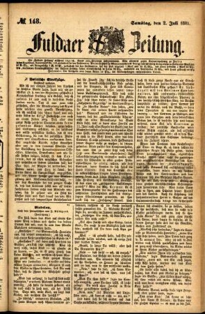 Ausgabe vom Samstag, den 02. Juli 1881.