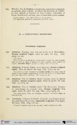 B. - Collection genevoise: Documents originaux (Nr. 646-766)