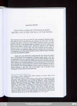 Justin McCarthy The Population Of Ottoman Europe Before And After The Fall Of The Empire