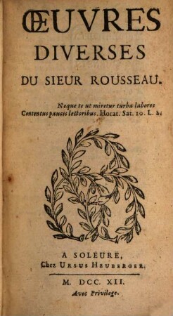 Oeuvres diverses du Sieur Rousseau