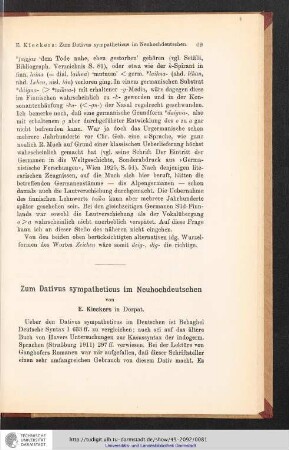 Zum Dativus sympatheticus im Neuhochdeutschen