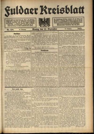 Ausgabe vom Montag, den 22. September 1913.