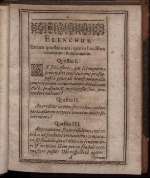 Elenchus. Earum quᴂstionum, quᴂ in hoc libro continentur & discutiuntur