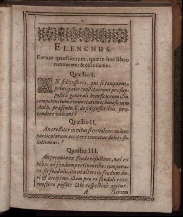 Elenchus. Earum quᴂstionum, quᴂ in hoc libro continentur & discutiuntur