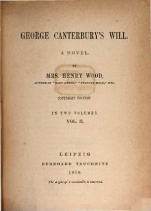 George Canterbury' Will : a novel ; in two volumes, 2