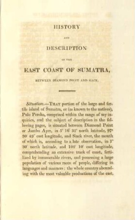 History and description of the east coast of Sumatra, ...