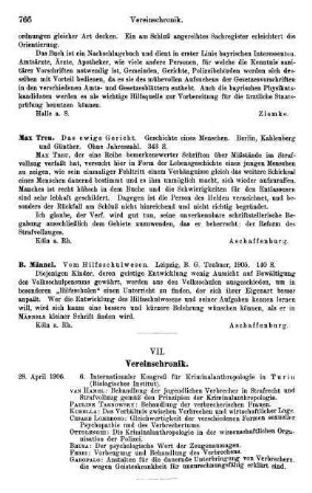 766, VII. Vereinschronik