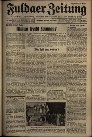 Erste Ausgabe vom Mittwoch, den 15. Juli 1936.