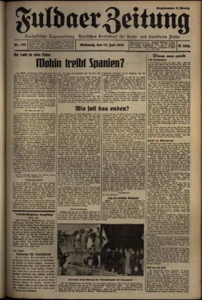Erste Ausgabe vom Mittwoch, den 15. Juli 1936.