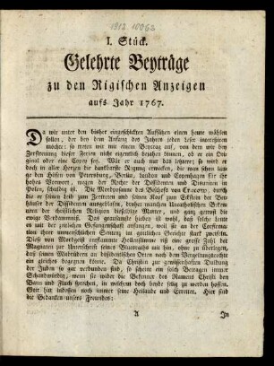 1767: Gelehrte Beyträge zu den Rigischen Anzeigen