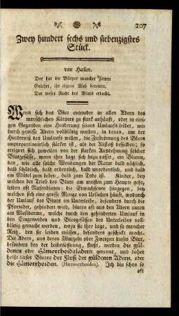 Zwey hundert sechs und siebenzigstes Stück