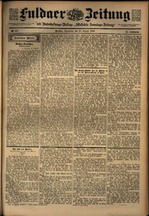 Zweite Ausgabe vom Samstag, den 20. August 1898.