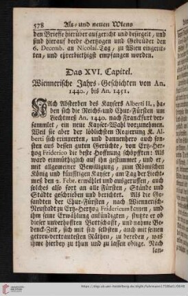 Das XVI. Capitel. Wiennerische Jahrs-Geschichten von An. 1440 bis An. 1451