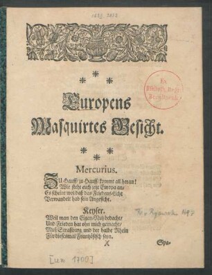Europens Masquirtes Gesicht