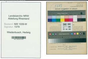Entnazifizierung Hedwig Wiedenbusch , geb. 16.12.1921 (Bueroangestellte)
