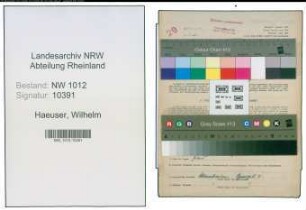 Entnazifizierung Wilhelm Haeuser , geb. 24.06.1901 (Angest.)