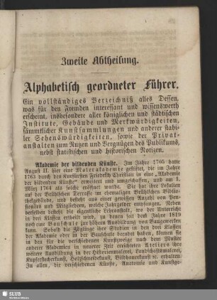 Zweite Abtheilung. Alphabetisch geordneter Führer