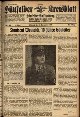 Erste Ausgabe vom Mittwoch, den 01. September 1937.