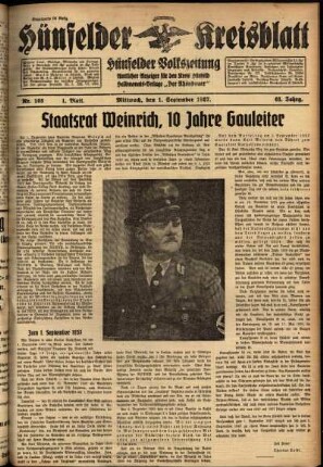 Erste Ausgabe vom Mittwoch, den 01. September 1937.