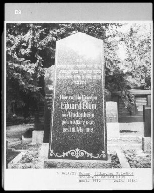 Grabstein des Eduard Blum (gestorben 1912)