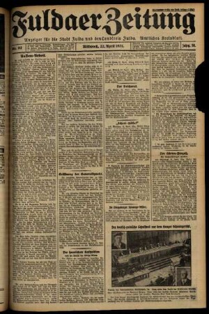 Erste Ausgabe vom Mittwoch, den 22. April 1931.