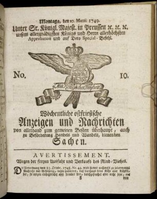 No. 10. Montags, den 10. Martii 1749.