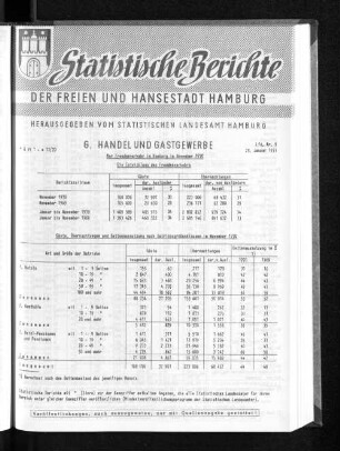 Der Fremdenverkehr in Hamburg im November 1970 : Lfd. Nr. 9