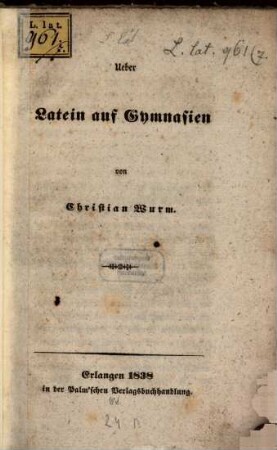 Ueber Latein auf Gymnasien