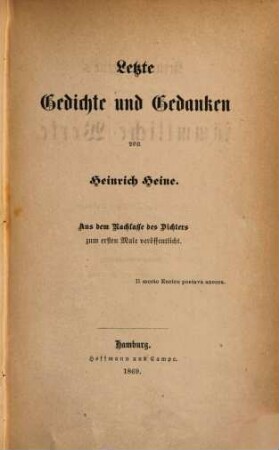 Heinrich Heine's sämmtliche Werke : rechtmäßige Original-Ausgabe. 1,Supplementband