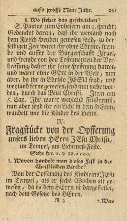 IV. Fragstücke von der Offenbarung unsers lieben Herrn Jesu Christi, im Tempel, am Lichtmeß-Feste