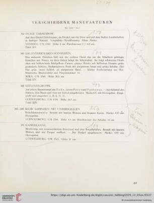 Verschiedene Manufakturen (Nr.342-351)