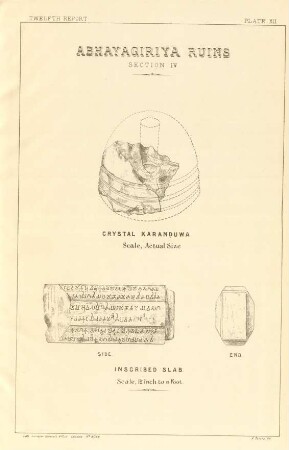 Plate XII. Abhayagiriya ruins. Section IV. Crystal Karanduwa. ...