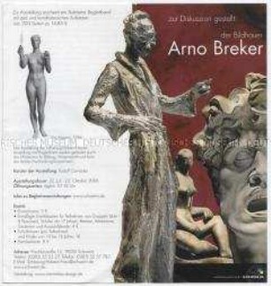 Werbe- und Informationsblatt zu einer Ausstellung in Schwerin über das Werk von Arno Breker