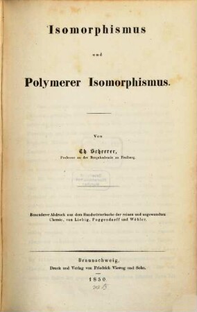 Isomorphismus u. polymerer Isomorphismus