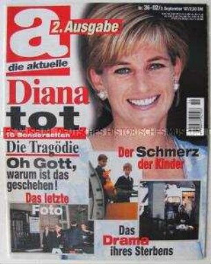 Boulevardzeitschrift "a - die aktuelle" mit Titelstory über den Tod von Prinzessin Diana