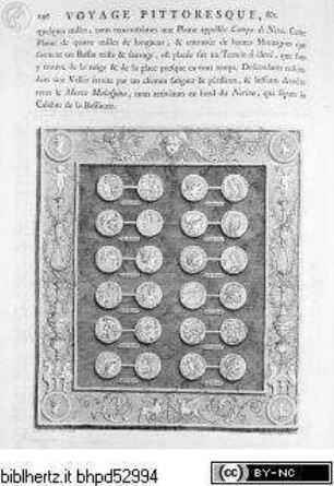 Voyage pittoresque ou description des royaumes de Naples et de Sicile. 4 Bde., 3. Band, Seite 146: Tafel mit Medaillen
