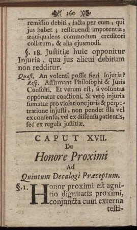 Caput XVII. De Honore Proximi Ad Quintum Decalogi Præceptum