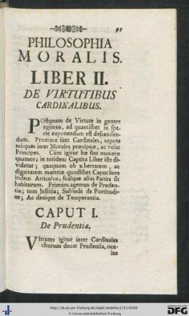 Liber II. De Virtutibus Cardinalibus.
